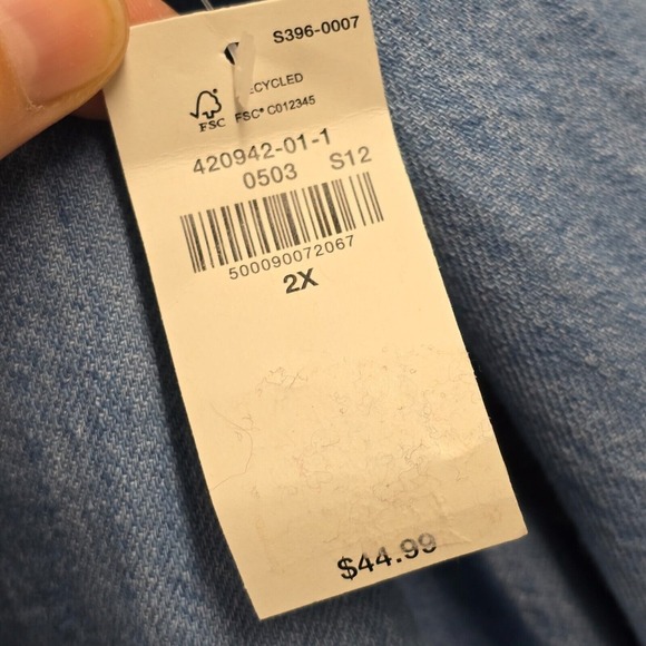 Old Navy Shirt Womens 2X Blue Long Sleeve Denim Cotton Cowgirl Boho‎ Peasant - Picture 5 of 12